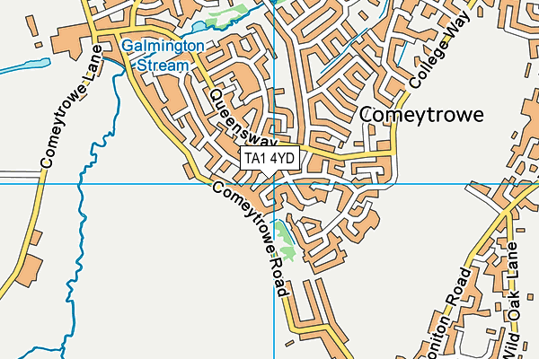 TA1 4YD map - OS VectorMap District (Ordnance Survey)