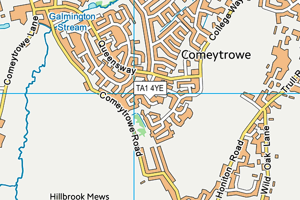 TA1 4YE map - OS VectorMap District (Ordnance Survey)