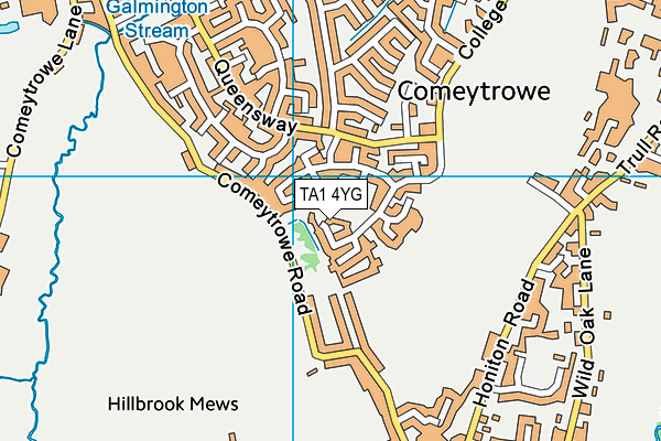 TA1 4YG map - OS VectorMap District (Ordnance Survey)