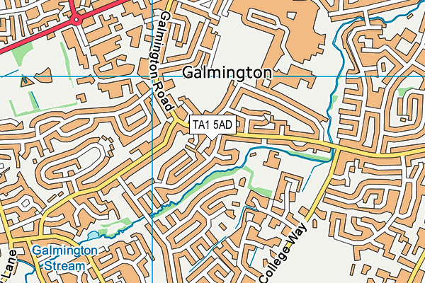 TA1 5AD map - OS VectorMap District (Ordnance Survey)