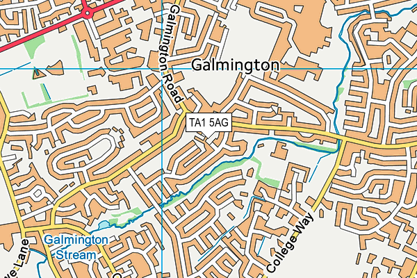 TA1 5AG map - OS VectorMap District (Ordnance Survey)