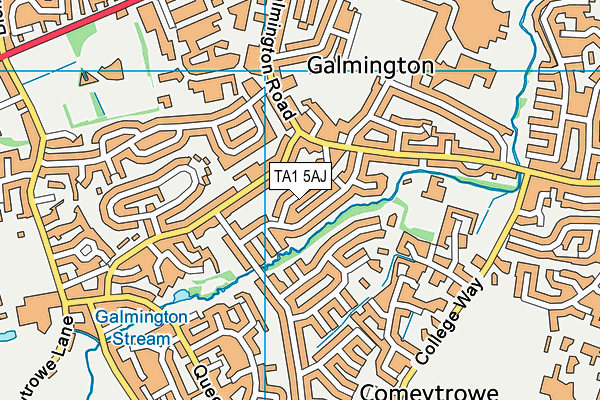 TA1 5AJ map - OS VectorMap District (Ordnance Survey)