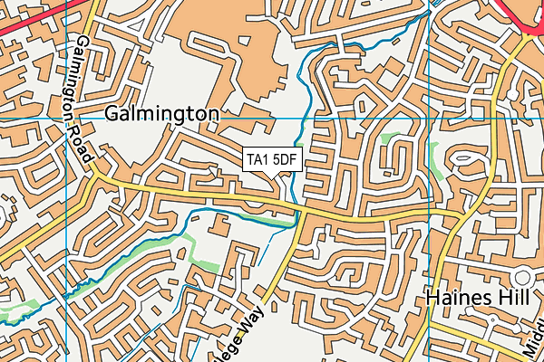 TA1 5DF map - OS VectorMap District (Ordnance Survey)