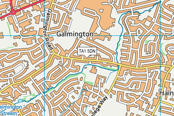 TA1 5DN map - OS VectorMap District (Ordnance Survey)