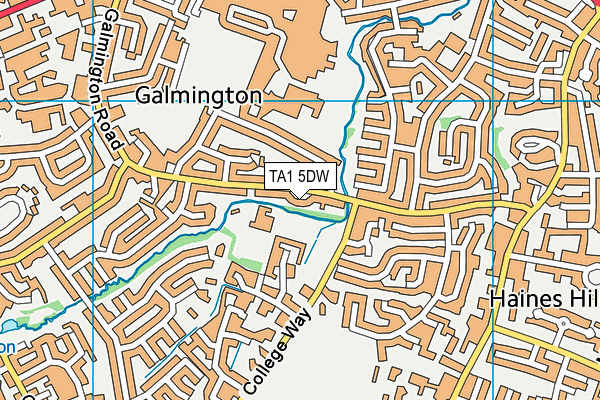 TA1 5DW map - OS VectorMap District (Ordnance Survey)