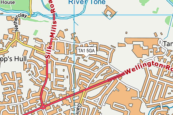 TA1 5GA map - OS VectorMap District (Ordnance Survey)