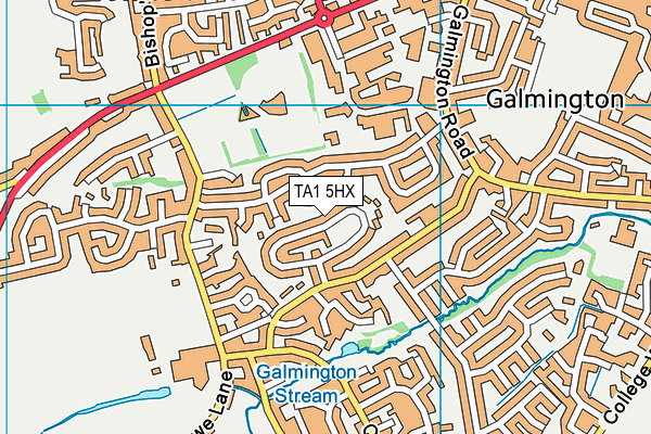 TA1 5HX map - OS VectorMap District (Ordnance Survey)