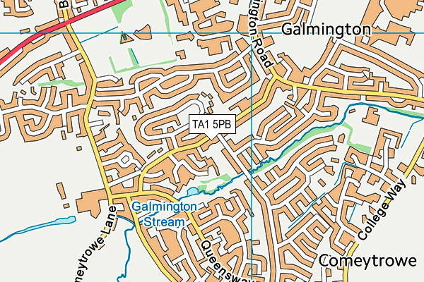 TA1 5PB map - OS VectorMap District (Ordnance Survey)