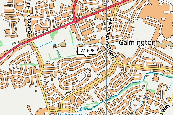 TA1 5PF map - OS VectorMap District (Ordnance Survey)