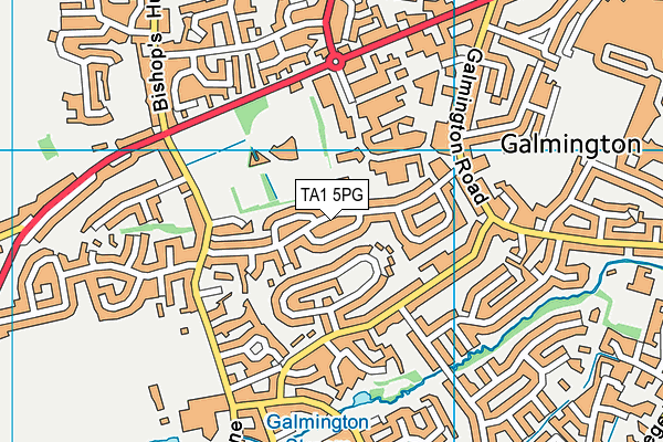 TA1 5PG map - OS VectorMap District (Ordnance Survey)