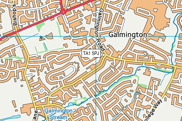 TA1 5PJ map - OS VectorMap District (Ordnance Survey)