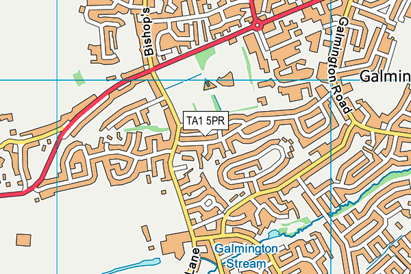 TA1 5PR map - OS VectorMap District (Ordnance Survey)