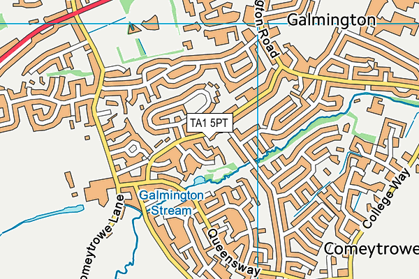 TA1 5PT map - OS VectorMap District (Ordnance Survey)