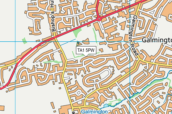 TA1 5PW map - OS VectorMap District (Ordnance Survey)