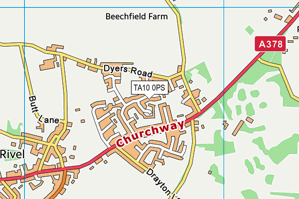 TA10 0PS map - OS VectorMap District (Ordnance Survey)