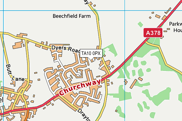 TA10 0PX map - OS VectorMap District (Ordnance Survey)