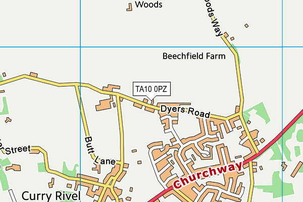 TA10 0PZ map - OS VectorMap District (Ordnance Survey)