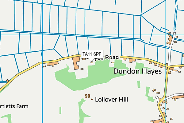 Compton Dundon Cricket Club map (TA11 6PF) - OS VectorMap District (Ordnance Survey)