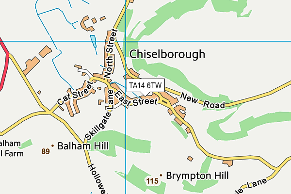 TA14 6TW map - OS VectorMap District (Ordnance Survey)