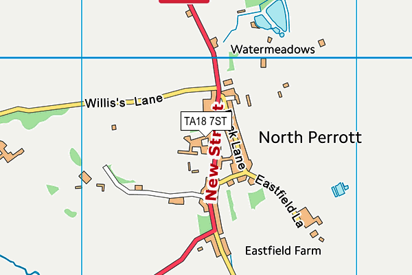 North Perrott Cricket Club map (TA18 7ST) - OS VectorMap District (Ordnance Survey)