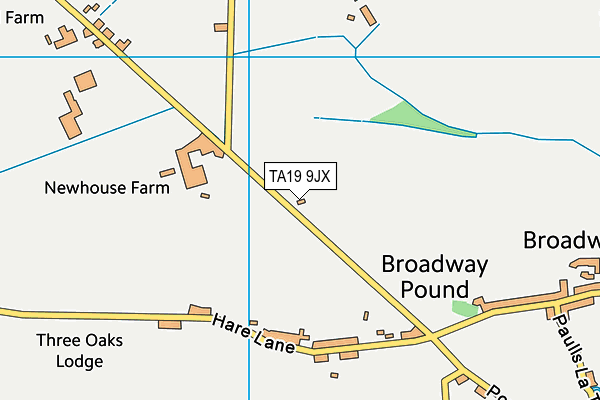 Broadway & Horton Cricket Club map (TA19 9JX) - OS VectorMap District (Ordnance Survey)