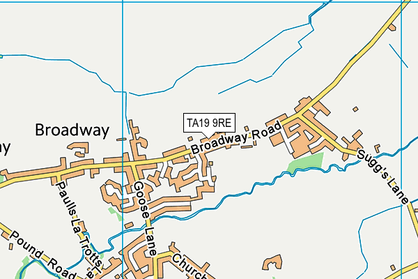 Broadway Village Hall map (TA19 9RE) - OS VectorMap District (Ordnance Survey)