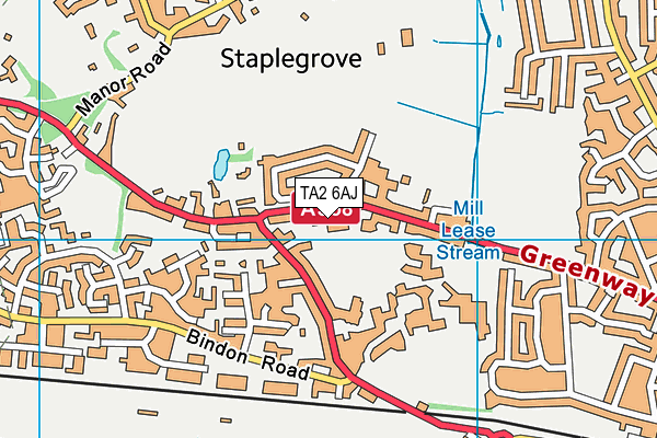 TA2 6AJ map - OS VectorMap District (Ordnance Survey)