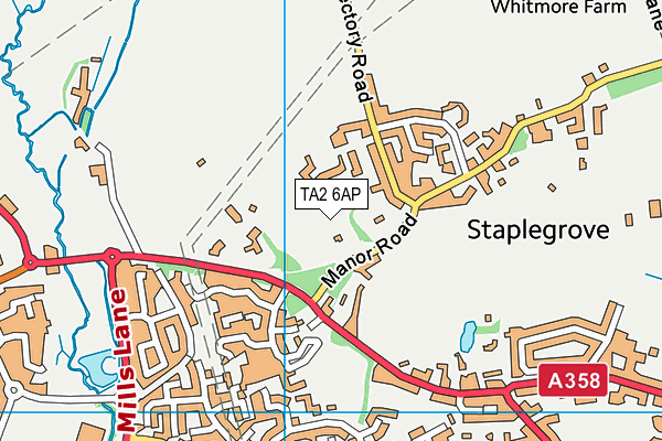 TA2 6AP map - OS VectorMap District (Ordnance Survey)