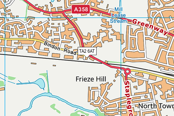 TA2 6AT map - OS VectorMap District (Ordnance Survey)