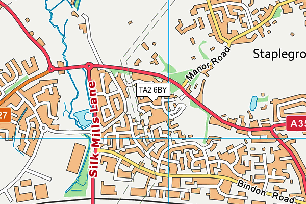 TA2 6BY map - OS VectorMap District (Ordnance Survey)