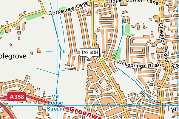 TA2 6DH map - OS VectorMap District (Ordnance Survey)