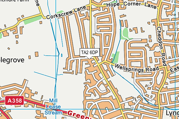 TA2 6DP map - OS VectorMap District (Ordnance Survey)