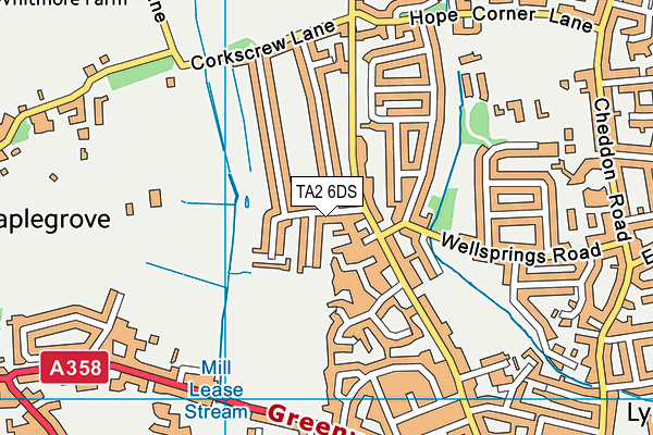 TA2 6DS map - OS VectorMap District (Ordnance Survey)