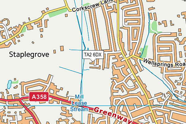 TA2 6DX map - OS VectorMap District (Ordnance Survey)