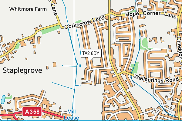 TA2 6DY map - OS VectorMap District (Ordnance Survey)