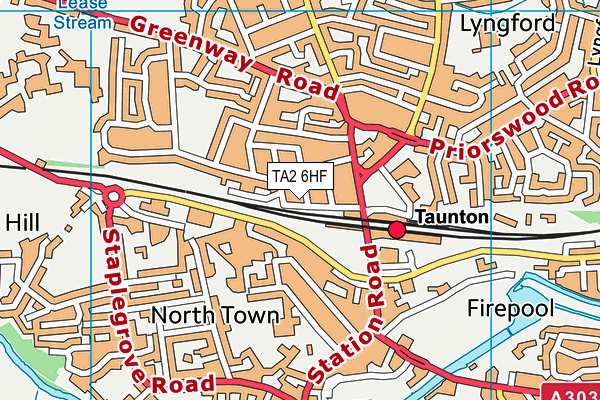 TA2 6HF map - OS VectorMap District (Ordnance Survey)