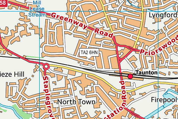 TA2 6HN map - OS VectorMap District (Ordnance Survey)