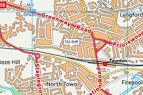 TA2 6HR map - OS VectorMap District (Ordnance Survey)