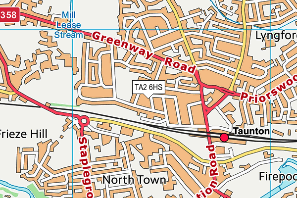 TA2 6HS map - OS VectorMap District (Ordnance Survey)