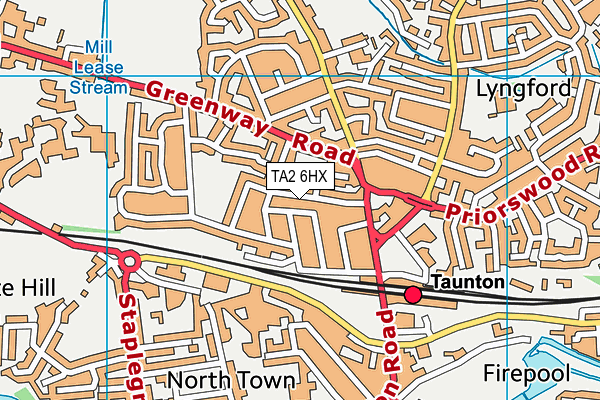 TA2 6HX map - OS VectorMap District (Ordnance Survey)