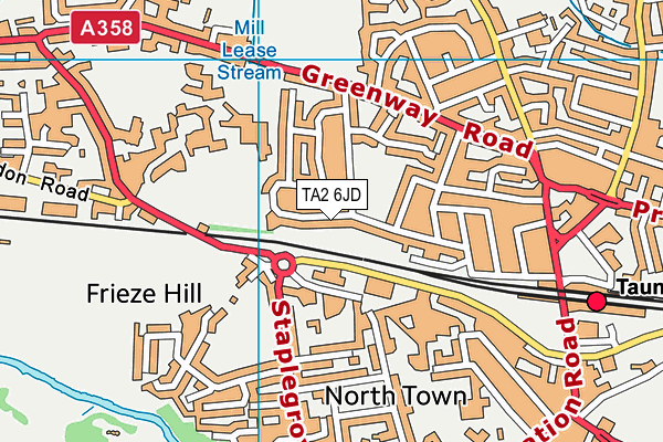 TA2 6JD map - OS VectorMap District (Ordnance Survey)