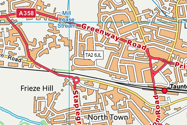 TA2 6JL map - OS VectorMap District (Ordnance Survey)