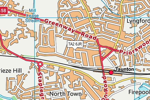 TA2 6JR map - OS VectorMap District (Ordnance Survey)