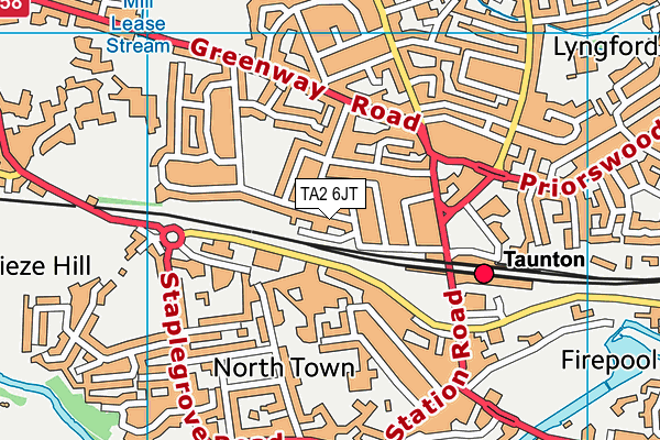 TA2 6JT map - OS VectorMap District (Ordnance Survey)