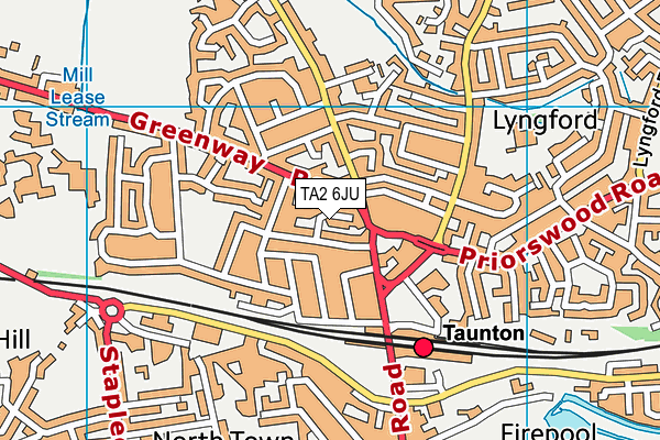 TA2 6JU map - OS VectorMap District (Ordnance Survey)