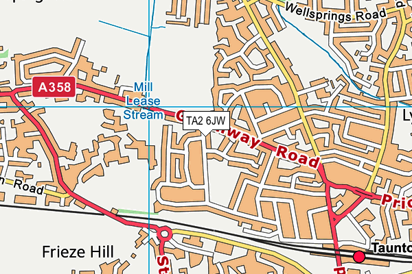 TA2 6JW map - OS VectorMap District (Ordnance Survey)