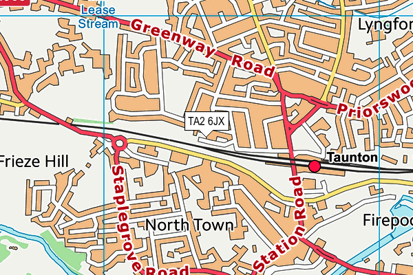 TA2 6JX map - OS VectorMap District (Ordnance Survey)