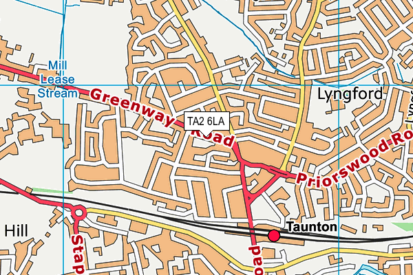 TA2 6LA map - OS VectorMap District (Ordnance Survey)