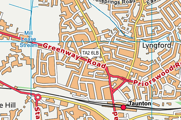 TA2 6LB map - OS VectorMap District (Ordnance Survey)