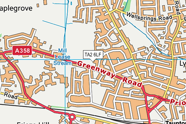 TA2 6LF map - OS VectorMap District (Ordnance Survey)